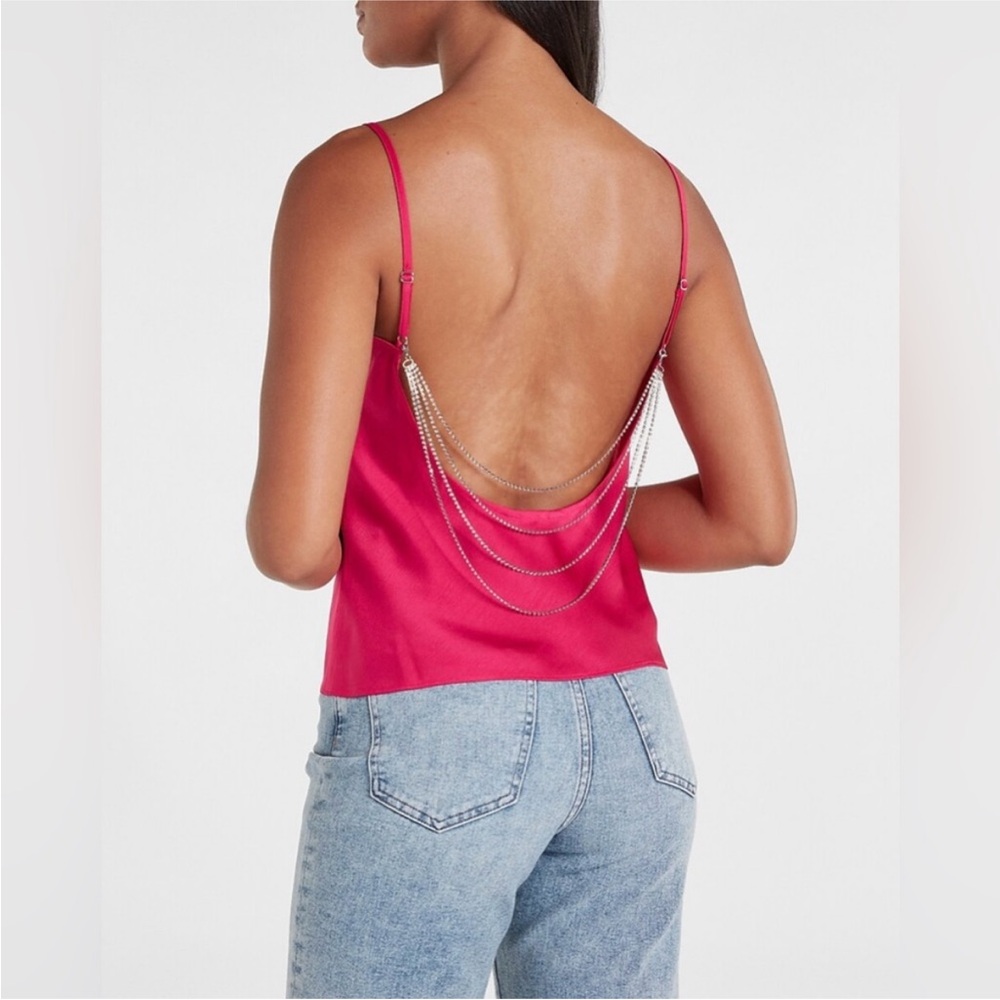Express Hot Pink Tank Top with Detachable Rhinestone Chain